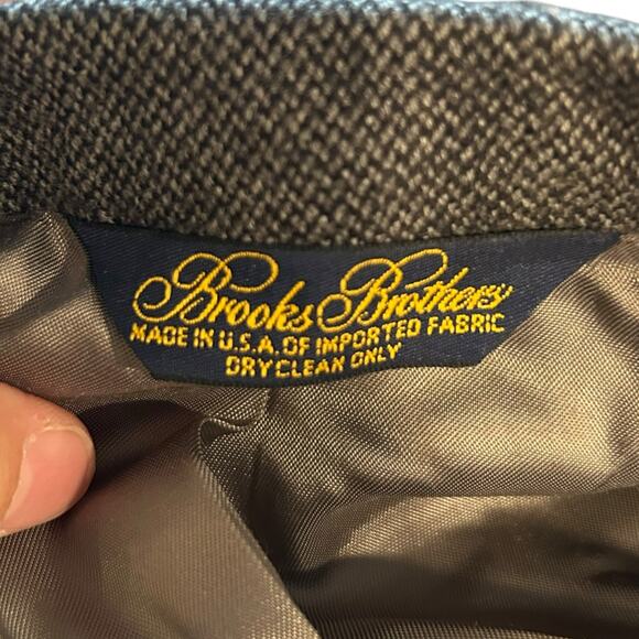Vintage Brooks Brothers Jacket 42R Gray Herringbone Tweed Wool Blazer Sport Coat - Picture 6 of 16